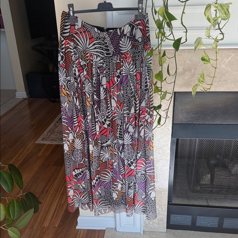 FARM Rio Multicolor Abstract Midi Skirt